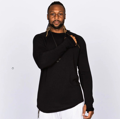 One Golden Thread Mens Long Sleeve Raglan Knit Shirt Black Sz XL Made In USA Eco