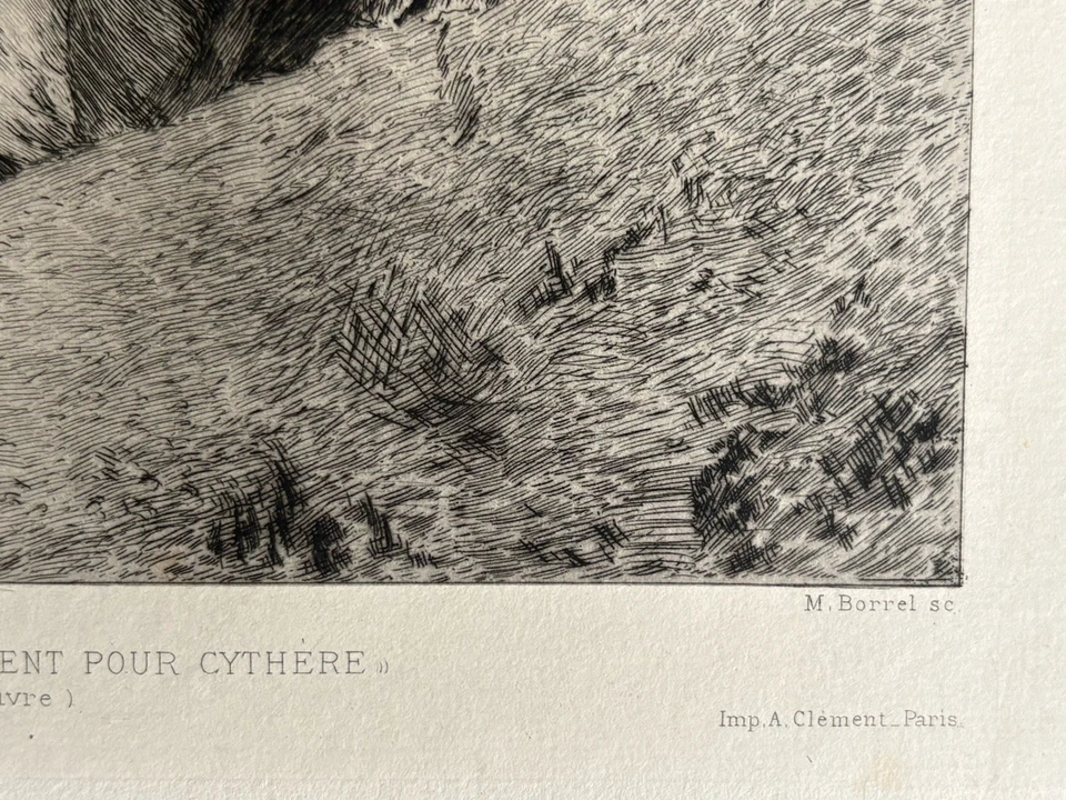 Antoine Watteau gravure Eau Forte Etching Groupe De L’embarquement Pour Cythère - Photo 3/4