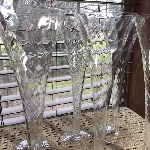6 Optic Swirl Caffe’ Grande 7 Oz Hollow Stem Champagne Flutes - Imagen 3 de 6