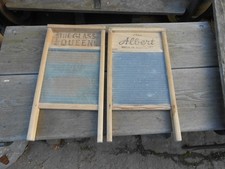 2  ANTIQUE WASHBOARDS THE GLASS QUEEN AND THE ALBERT
