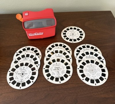 Vintage View-Master 3D Classic Tyco Red 1980's Toy Slide Viewer W/ Reels 