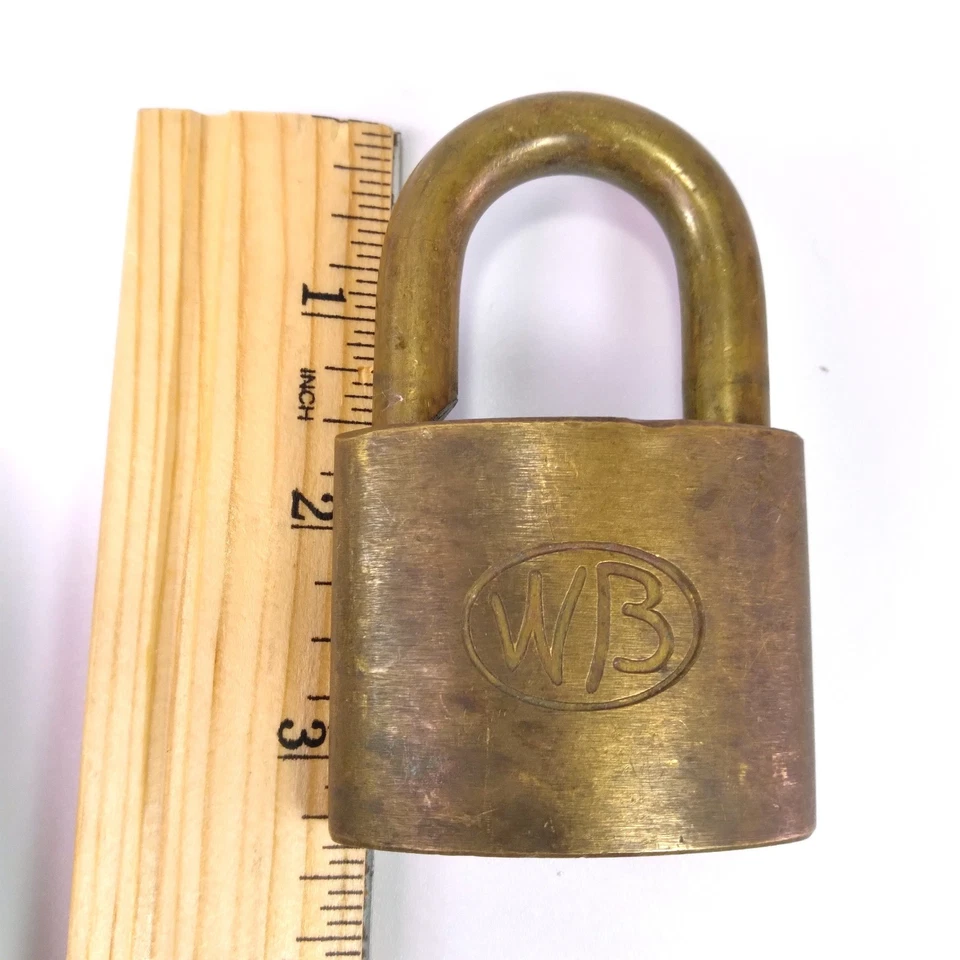 3 candado de latón vintage Wilson Bohannan WB 4,5" y 3,25" 1 llave grillete de 9 mm Foto 4 de 4
