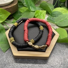2 PC Set Heishi 7 Plus Stretch Bracelet Polymer Clay Beads B8196