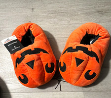 Celebrate Halloween Jack-O-Lantern Plush Slip-On Slippers Women  s US 7 Orange