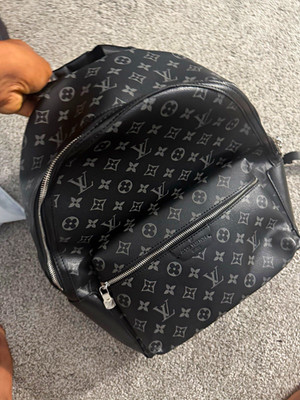 Louis Vuitton Black Monogram Backpack Zip Closure Silver Hardware