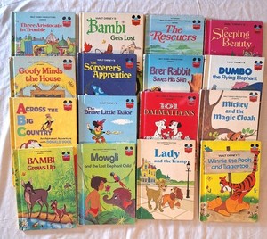 Disney Wonderful World of Reading Book 16 Vintage Lot Goofy Mickey Brer Beauty