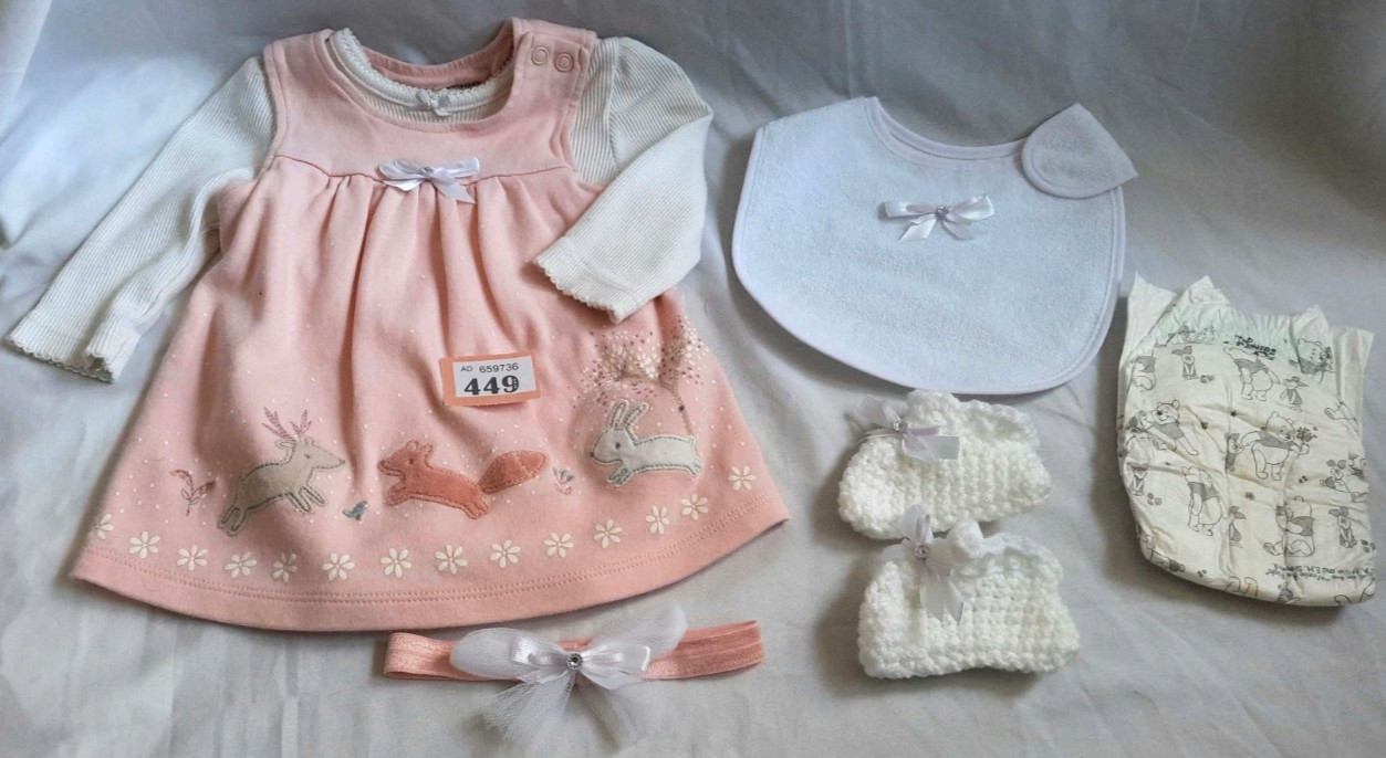 Reborn baby dolls clothes and accessories bundle to fit 20/22inch doll. 449