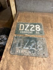 1951 51 DZ28 D Z28 Vanity Vermont VT License Number Plates Tags Matched Set Pair