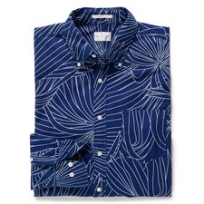 GANT RUGGER Men's Indigo Oxford Palm Long Shirt 341750 Size M 135 NWT