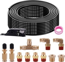 50FT 1/4 Air Hose Brass Fittings Kit 11Pcs 1/4" OD Quick Push to Connect DOT Bra