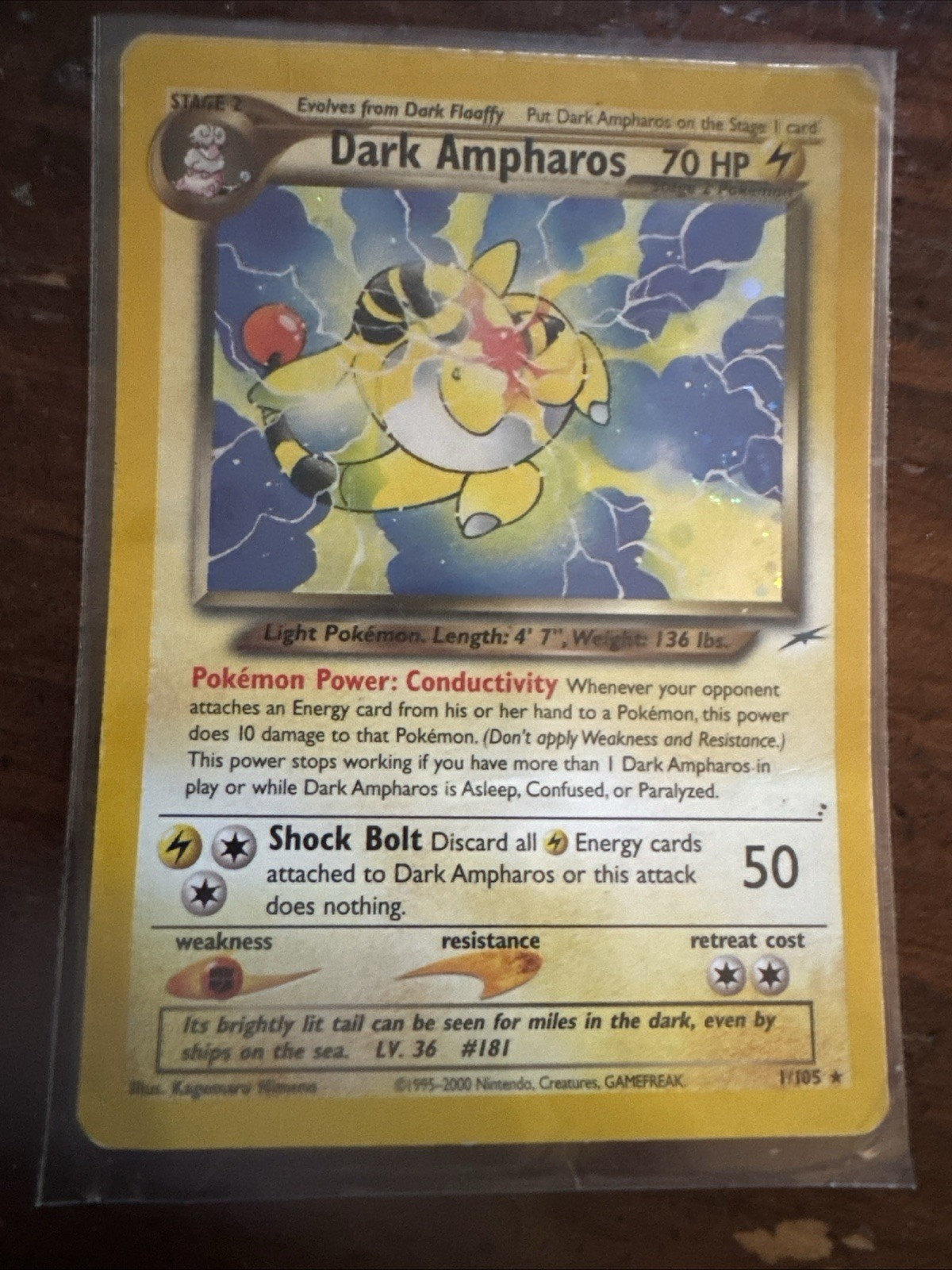 Dark Ampharos 1/105 Neo Destiny Holo - PSA7 Potential - Pokemon TCG
