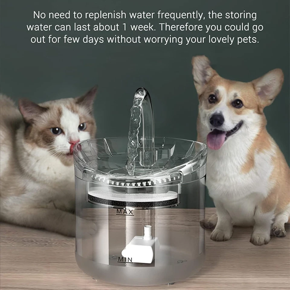 Fuente de agua automática para gatos de acero inoxidable 61 oz/1,8 L para mascotas perros Foto 4 de 4