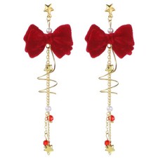 Christmas Earrings for Women, Red Bow Earrings, Christmas Stud Dangle Jewelry...
