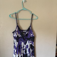 Y2K American Eagle Outfitters Floral V-Neck Sundress Adjustable Straps M Purple