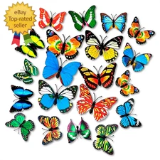 20 Pcs Butterfly Magnets for Refrigerators – 4" Colourful Magnetic Butterflies D