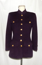 St John Collection Santana Knit Jacket Dk Purple Button Detail Mandarin Collar 4