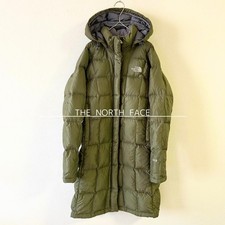 THE NORTH FACE 600FP Long Down Coat Hoodie S Khaki Women Auth Width 18.89"