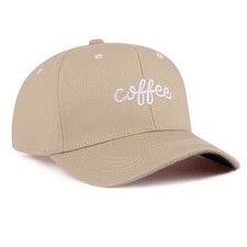“Coffee” Embroidered Cotton Cap Ash Mocha O/S NEW