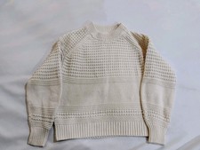 Universal Thread Cream Textured Knit Sweater S Cream Crew Neck Raglan Pullover
