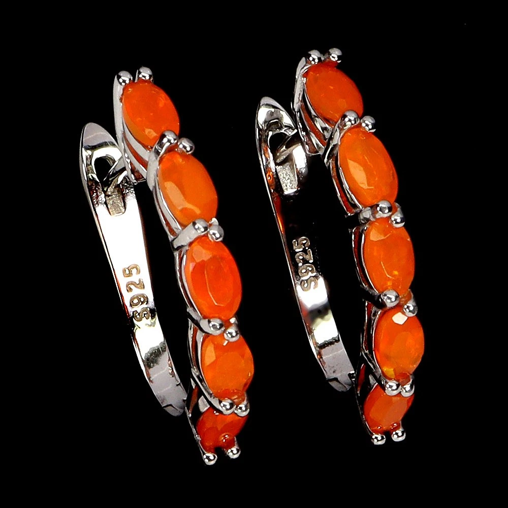 Orecchini da donna con opale in argento sterling 925, rotondi, opale, per ragazze, ipoallergenici, regali di Natale per donne e bambini, Argento