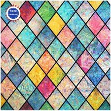 Stained Glass Window Film 17.5 x 78.7 Rainbow Privacy Decorative Sun Blocking