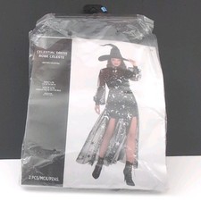 Celestial Witch Costume Dress 2-Piece Black/White Halloween Women L/XL Polyester