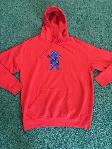Grizzly Griptape Hoodie Mens XL X-Large Red Plaid Bear Logo Skateboarding Skate