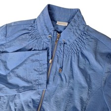 Zenergy by Chico's Rae Novelty Solid Jacket 1 M 8 Full Zip Nikko Blue READ STAIN