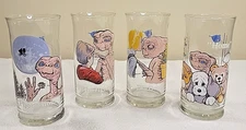 1982 E.T. Extra-Terrestrial Pizza Hut Glasses Set of 4 Limited Edition