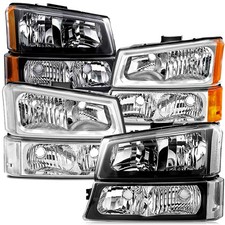 Chevy Silverado Smoked Headlights Pair For 2003-2006 Chevy Silverado 1500 2500 3500 Headlights Bumper Lamps LH&RH