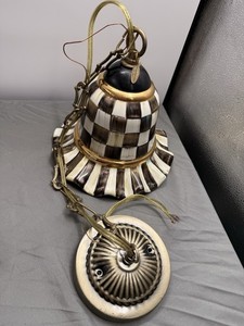 MacKenzie-Childs Courtly Check Ceramic Bell Pendant Light – Discontinued/Retired