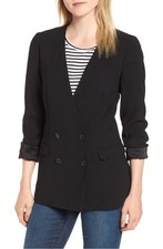 J. Crew Collarless Double breasted French Girl Blazer Size 2 Black