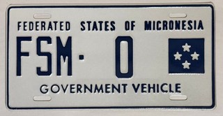 FEDERATED STATES OF MICRONESIA Government Sample License Plate #FSM 0