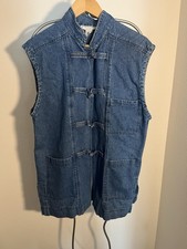 East Bay Mercantile Co Vintage Denim Vest Size Small Made In USA - Needs Repair