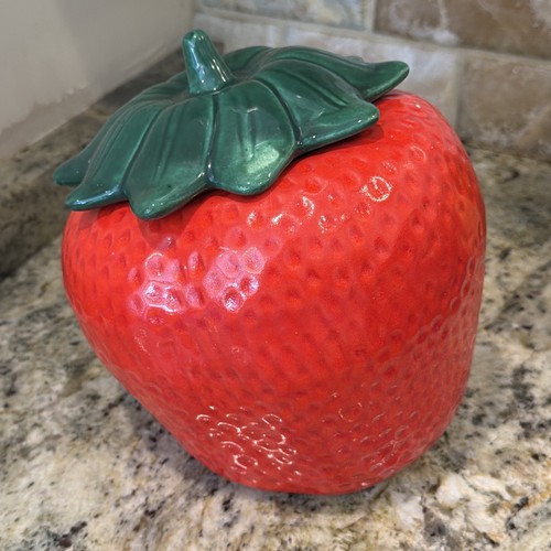 Vintage Strawberry Cookie Jar Marcia Ceramics Of California