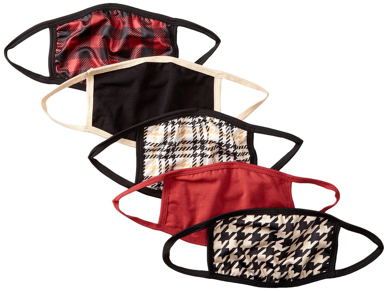 Unisex Adult 5 Pack Fun Prints Washable Reusable Fabric Face Masks, size