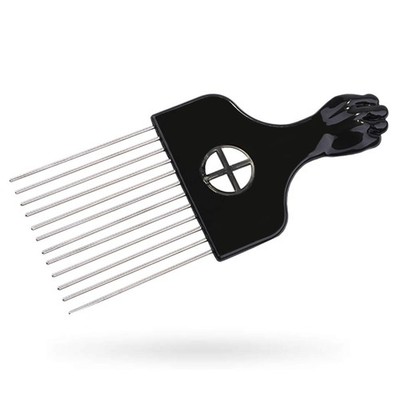 LEADUWAY Hair Pick, Comb, Metal Pick 1 Count (Pack of 1), Black 