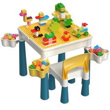 Kids 5-in-1 Multi Activity Table Set - Building Block Table with Storage - Pl...