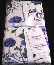 WILLIAMS SONOMA SOUTHERN FLORAL DINNER NAPKINS SET OF FOUR 100% COTTON NEW W/TGS