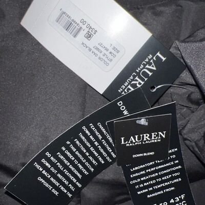 $340 NWT Ralph Lauren Womens Down Pillow Hood Quilted Coat Black