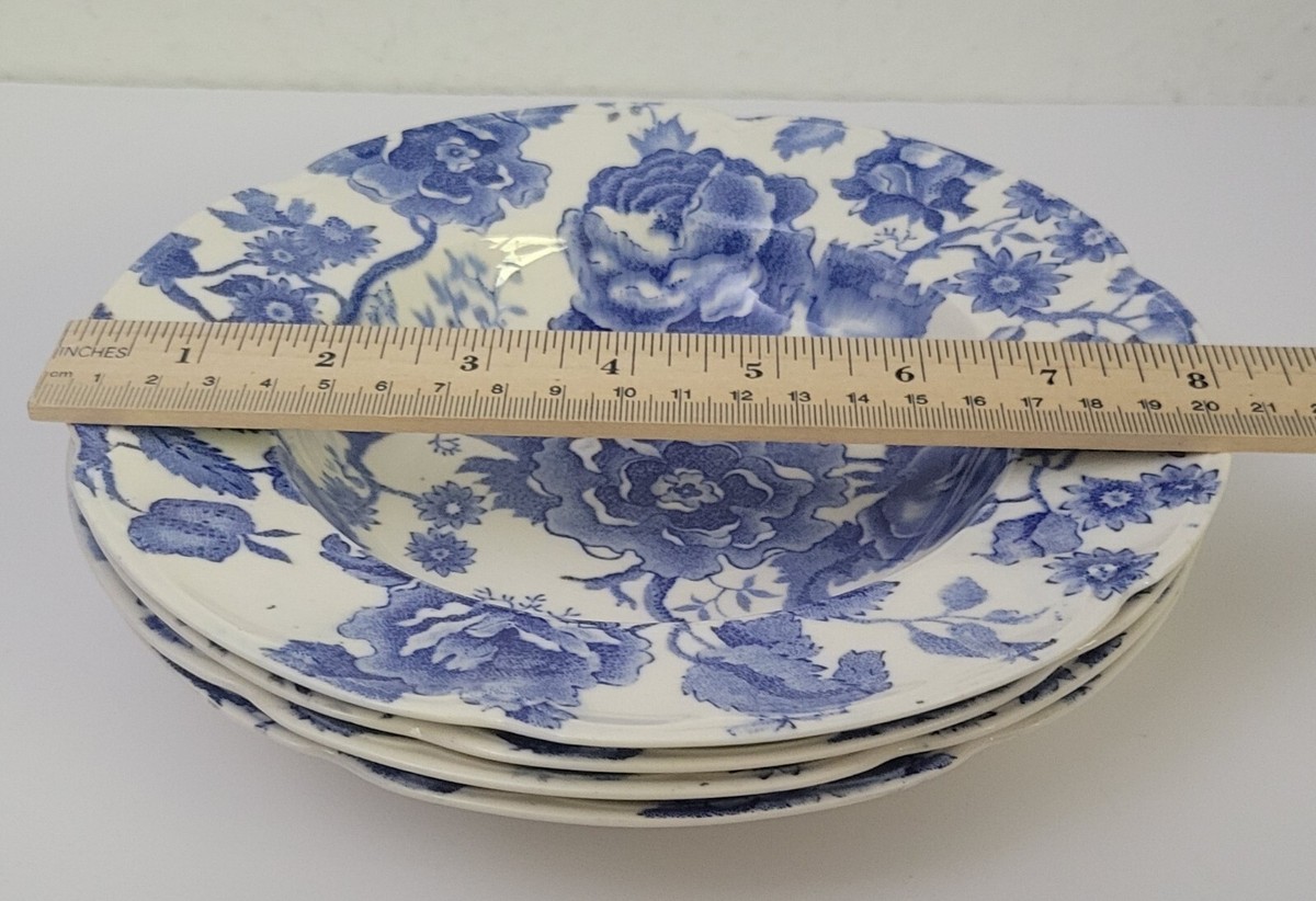 Johnson Bros English Chippendale Blue Rimmed Soup Bowl Bowls Set