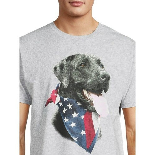 Men’s Americana USA Tee Shirt 4th of July, Patriot Dog Short Sleeve Graphic Top - Picture 5 of 5