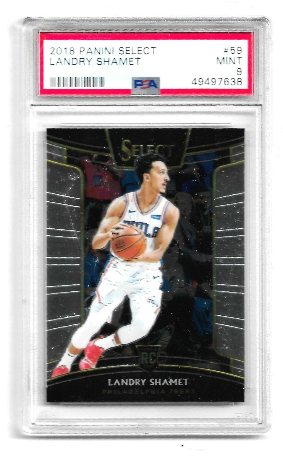 2018 Panini Select-#59-RC-Landry Shamet-76er's-PSA MINT 9
