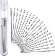 Large-Eye Stitching Needles for Leather Projects with Clear Bottle, 20 Pack