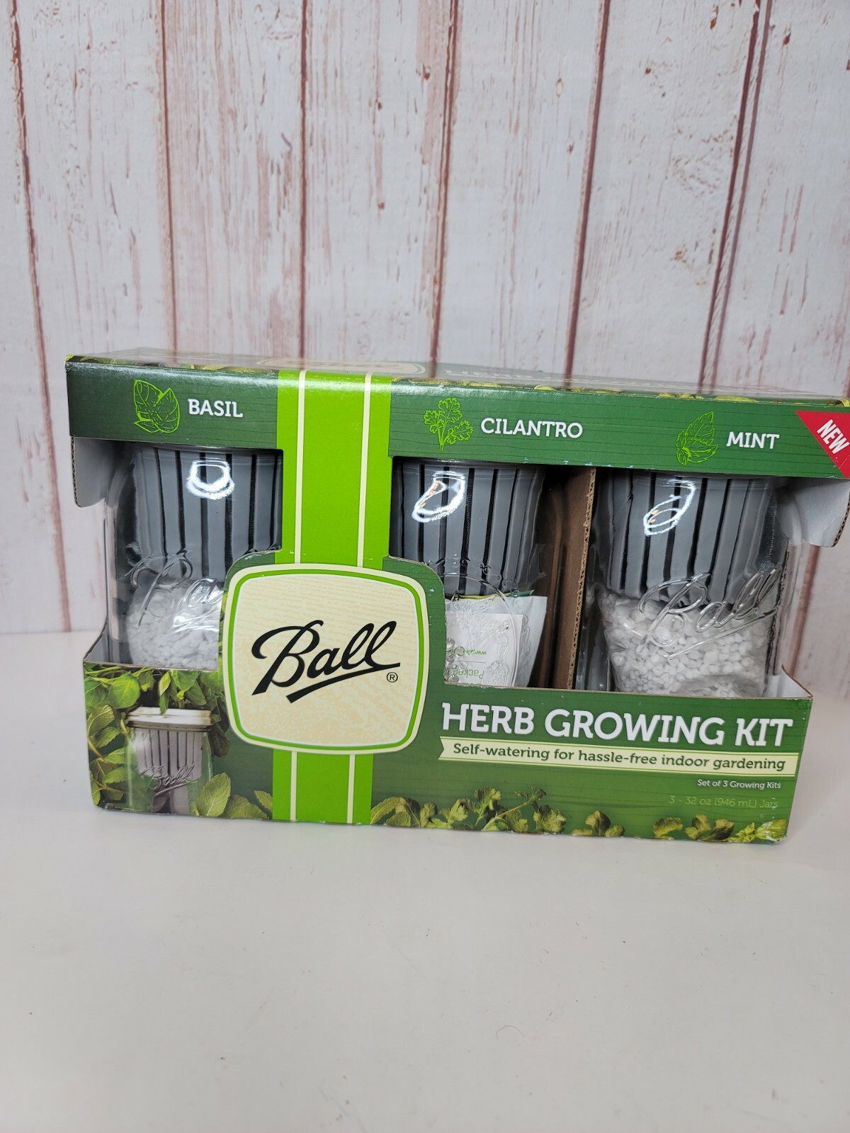 Ball Herb Indoor Gardening Growing Kit 3 Jars Self Watering Basil Cilantro Mint For Sale Online Ebay