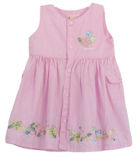 PRPLESHIP Size 4T Pink Button Down Embroidered Sleeveless Round Neck Dress