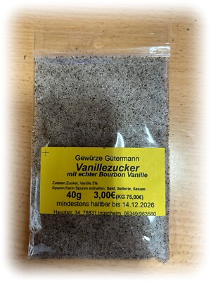 Vanillezucker mit echter Vanille 40g - Gewürze Gütermann (KG 75,00 )