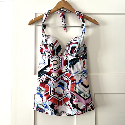 HAPARI Tankini Top Halter Swimsuit SIZE 8 / 10 MEDIUM Multicolor Swim Underwire