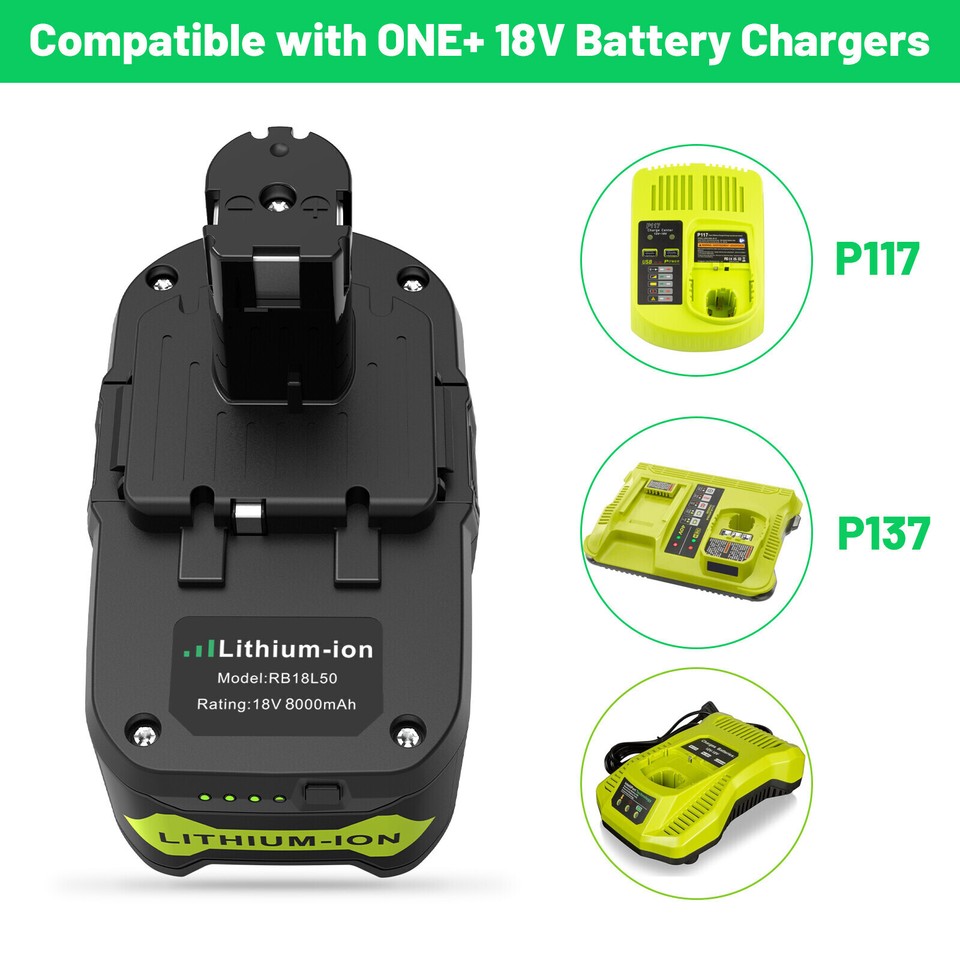 2pack For RYOBI P108 18V High Capacity 8.0Ah Battery 18 Volt Li-ion 2pack For RYOBI P108 18V High Capacity 8.0Ah Battery 18 Volt Li-ion