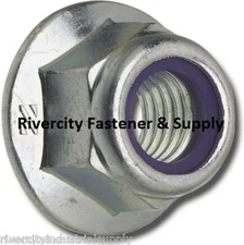 (100) M8-1.25 or 8mm Metric Hex Flange Stop Lock Nut / Nylon Insert DIN 6926